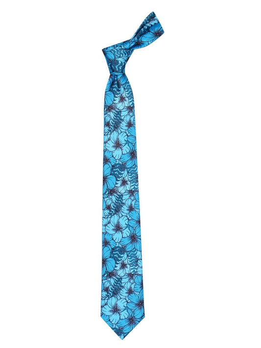 Blue Floral Printed Necktie - TOSSIDO